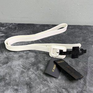 Forever 21 White Vegan Leather Belt M/L .75 inch Wide NWT